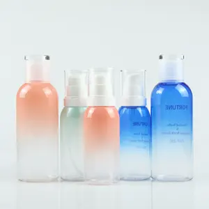 Bouteilles en verre bleu cosmétique bouteilles de 250ml pour emballage de pulvérisation de lotion par lotte duty free
