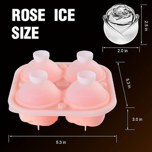 Bandeja de cubitos de hielo personalizada 3D en forma de flor grande molde de hielo de fácil liberación cocina casera DIY 4 fabricante de moldes de hielo de rosas gigantes - Product Image 3