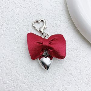 Y2K Bow & Heart <b>Keychain</b> Silver Metal Keyring for Bag - Product Image 3