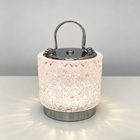 Lanterne LED portable en verre mosaïque, rechargeable, à commande tactile, à intensité variable, style bohème, lampe de nuit artisanale, lampe de table pour la maison