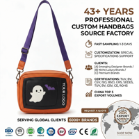 Sac bandoulière en PU orange et noir, élégant, tendance, chic, décontracté, pour femme, idéal pour Halloween, personnalisable OEM