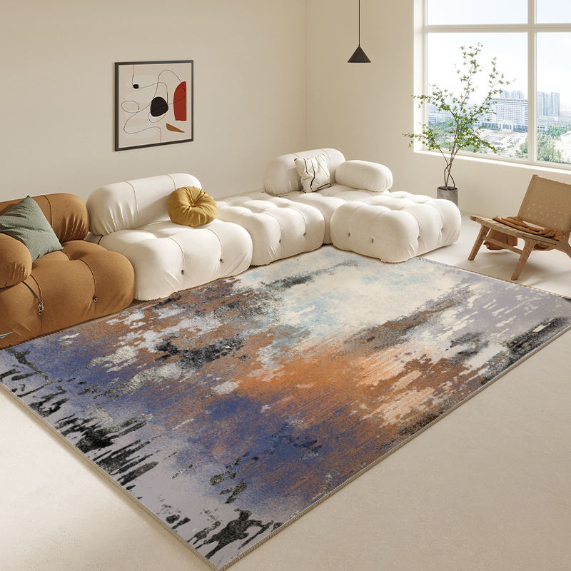 Living Room Carpet Cream Style Minimalist Pattern Indoor Use Polyester ...