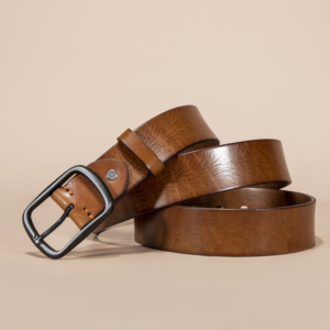 Couche supérieure Vintage hommes arbre <span class=keywords><strong>crème</strong></span> cuir large taille joint peau de vache ceinture corps aiguille boucle Denim ceinture en cuir véritable pour hommes - Product Image 3