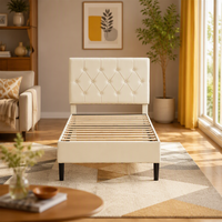 Lit simple ou double capitonné en cuir de haute qualité avec boutons décoratifs, livré en un seul emballage