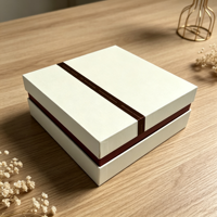 Boîte à couvercle rigide double couche écologique personnalisable, avec décoration en ruban et plateau intérieur en velours |   Coffret cadeau de bijoux haut de gamme