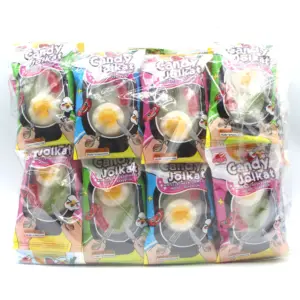 Hot Sale 18G Halal Individually Wrapped Soft Gummy Fried Egg Jelly Candy With Pop Candy For Kids