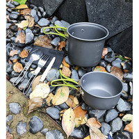 KingGear Ensemble d'ustensiles de cuisine pour le camping en plein air Lot de 5 ustensiles de cuisine pour le camping avec mousqueton Ensemble de cuillères pliantes