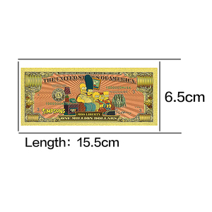 Amerikaanse Amine Cartoon Familie Gouden Folie Bankbiljet - 1 Miljoen Dollar Collectible Grappige Geanimeerde Figuren Cadeau Huisdecoratie - Product Image 2