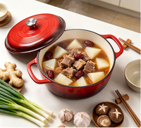 Marmites en fonte polie émaillée pour la cuisine à domicile ensemble d'ustensiles de cuisine casseroles soupe marmite avec couvercle