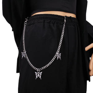 Cadena de cintura de mariposa de acero inoxidable unisex, cadena corporal estilo hip hop, cadena sencilla de una sola capa para uso diario, color blanco K - Product Image 5