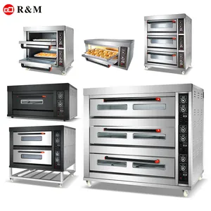 Commercial bakery equipment,1 2 3 deck general bread pizza baking ovens gas and electric combined pizza baking bakers oven price