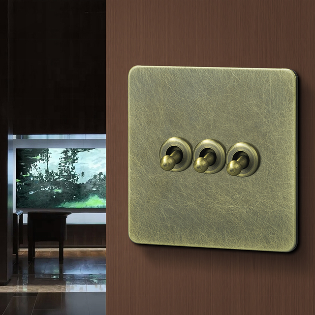 Factory Customization UK Brass Toggle Switches and Wall+ Sockets for Homes Modular Light USB Gang Cover Electric Dimmer