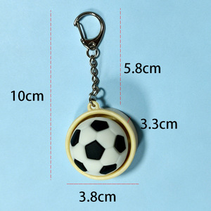 Llavero de PVC 3D de fútbol con diseño de dibujos animados para niños, colgante para coche, llavero deportivo de goma con luz y botón antiestrés, juguete. - Product Image 2
