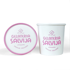 JAHOO PACK Disposable Ice Cream Packaging Ice Cream Container Tubs With Lid Paper Ice Cream Cup Double PE Coating