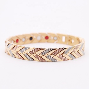 Bracciali di moda donna in titanio di alta qualità placcati in oro 3 colori gioielli magnetici Dropshipping per terapia sana - Product Image 1