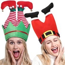 Chapeaux de fête de Noël du Père Noël et des lutins 2025 – Accessoires de costume de carnaval de Noël – Chapeau de Noël amusant pour les sports de plein air – Casquettes de Noël en spirale - Product Image 4