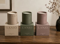 Bougie parfumée en cire de soja LANJO avec logo personnalisé, en pot, pour l'aromathérapie, la décoration et les cadeaux.