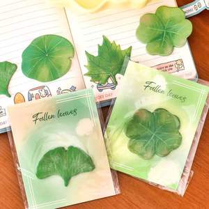 Fresh Leaf Sticky Notes <b>Creative</b> Realistic Student Stationery Small <b>Gifts</b> Message Memo Pads Adhesive Back-to-School Essentials - Product Image 4