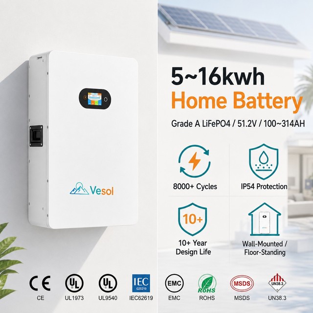 51.2V 300Ah 5kWh 10kWh 16kWh Solar Lithium Battery Pack Wall Mount LiFePO4 15kWh 5kw PowerWall Home Energy Storage Better ESS