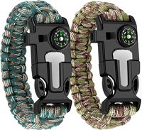 Kit d'équipement de survie Anthrive Outdoor 5 en 1 : sifflet, boussole, grattoir, cordon de parachute, bracelet de survie en paracorde avec boussole