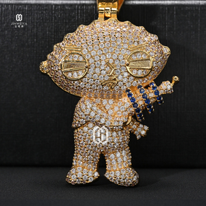 Pendentif Personnage de Dessin Animé Créatif Sidan Family Guy, Micro-Incrusté de Zircon, Accessoire de Mode Hip Hop pour Hommes - Product Image 3
