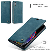 Étui portefeuille magnétique en cuir PU avec fermeture éclair et porte-cartes Caseme pour iPhone 17 16 Pro Max 15 14 13 12 Pro