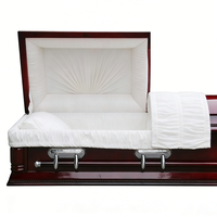 Cercueil pour bébé en bois de peuplier écologique, style américain, avec intérieur en velours amande et finition brillante en cerisier rouge, vente en gros