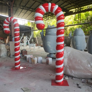 Commercial Navidad décor fibre de verre sculpture de Noël grande figurine statue ornements décorations de Noël en plein air canne à sucre - Product Image 3