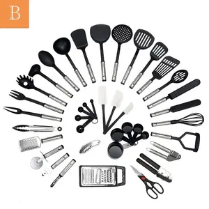 40Pcs Kitchenware Set Gadgets De Cozinha De Nylon Cozinhar Ferramentas Conjunto De Utensílio De Cozinha De Aço Inoxidável