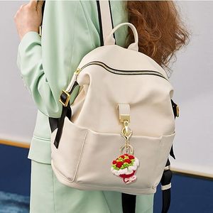 พวงกุญแจดอกไม้โครเชต์ทำมือ สำหรับกุญแจ กระเป๋าเป้สะพายหลัง ของตกแต่งสำหรับผู้หญิงและเด็กผู้หญิง ดอกไม้ถักไหมพรม ของตกแต่งกระเป๋า - Product Image 3