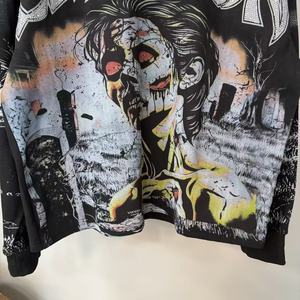 เสื้อยืดแขนยาวทรงหลวมลายกราฟฟิตี้พิมพ์ลายสไตล์อเมริกันเรโทรผสมผสานอารมณ์ - Product Image 6
