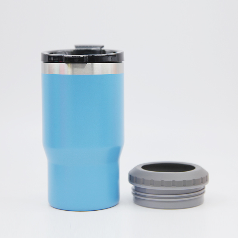 4-in-1 Insulated Stainless Steel Can Cooler Tumbler - Travel Car Coffee Mug Beer Holder
