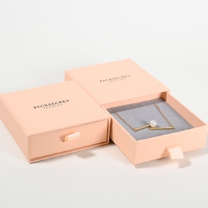Custom Logo Printed Sliding Drawer <b>Gift</b> Box Pink Cardboard Jewelry Ring Sliding Out Packaging <b>Boxes</b> With <b>White</b> Foam Sponge - Product Image 3