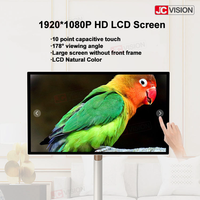 Moniteur à écran tactile portable de 32 pouces avec webcam 4K TV sur roues avec écran roulant à rotation pivotante avec télécommande Noir