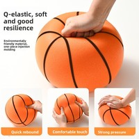 Bola Basket Senyap Custom OEM Cetak Logo, Lembut, Elastis, Bola Olahraga Anak, Mainan Indoor, Termasuk Tas Jinjing Jala Gratis, 18-24CM