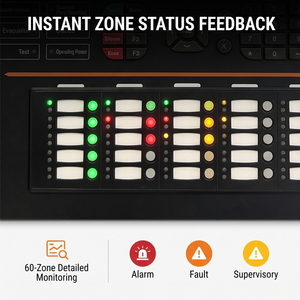 Panneau de commande d'alarme incendie adressable à 1 boucle Tanda TX7001 avec écran LCD, certifié TUV - Product Image 4