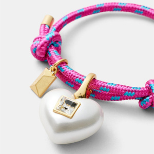 Bracelet-<span class=keywords><strong>collier</strong></span> tendance et élégant en chaîne de corde en <span class=keywords><strong>nylon</strong></span> plaqué or avec pendentif en forme de cœur en <span class=keywords><strong>perle</strong></span> - Product Image 1