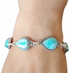 Tendance 925 Sterling Silver Larimar Gemstone Bracelet Bijoux À La Main En Argent Boho Style Bracelet Bijoux Pour Femmes Cadeau Pour - Product Image 1