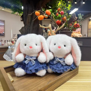 Thỏ đồ chơi sang trọng đồng hành Dễ Thương Dây đeo váy siêu mềm và thoải mái thỏ thêu sang trọng - Product Image 1