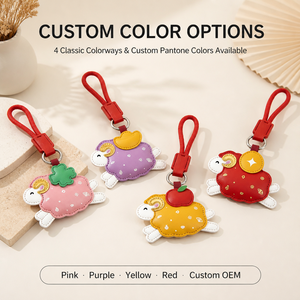 Porte-clés en cuir mignon en forme de mouton, personnalisé avec logo, fabrication directe usine, OEM ODM, fait main, gaufré, breloque de sac animal pour cadeaux - Product Image 1