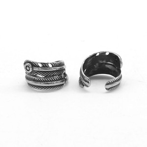 yunnique <b>Feather</b> <b>Cuff</b> Earrings Tibetan Silver Men Women Retro Studs Fashion Jewelry Guangzhou Origin - Product Image 3