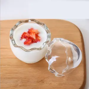 100毫升创意鸡蛋设计耐热牛奶玻璃瓶带盖优酪瓶厨房收纳罐派对玻璃甜点杯