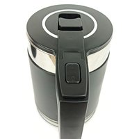 Bouilloire électrique à double paroi noire de 1,8 L pour faire bouillir de l'eau, bouilloire à thé et cafetière, LED rouge, arrêt automatique, 360° °   Base, OEM