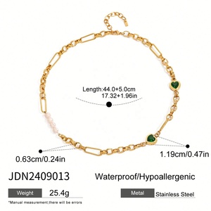 Collares de Corazón Verde con Perlas de Agua Dulce y Diamantes de Imitación de Acero Inoxidable y Oro de 18k de Alta Calidad 2025 para Fiestas y el Día de la Madre - Product Image 6
