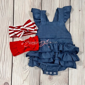 Sœur correspondant ensemble filles 4 juillet tenue une pièce bébé filles combinaisons été cloche bas pull - Product Image 2