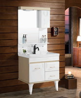 Ensemble de meubles de salle de bain sur mesure blanc avec 4 tiroirs à fermeture douce et armoire miroir pour hôtel, certifié CE Europe, vente en gros