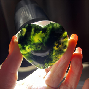 Venta al por Mayor de Cristales Naturales de Ágata Musgosa en Forma de <span class=keywords><strong>Luna</strong></span> y Corazón, Corazón de Ágata Musgosa para Sanación - Product Image 2