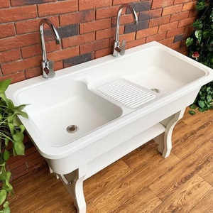 Lavabo en céramique de réservoir de blanchisserie extérieur intégré en pierre de quartz moderne pour la salle de bains pour la piscine et les blanchisseries en pierre - Product Image 4