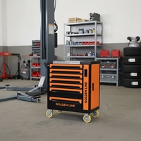 Chariot d'atelier industriel OEM GLD GL3387 à 7 tiroirs, capacité 300 kg, en métal robuste avec roulettes verrouillables et serrure à clé