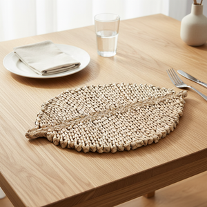 Hand-woven Thickened Placemat Creative Home Kitchen Decoration Mat Cattail Leaf Pad Papyrus Leaf Placemats Woven <strong>Table</strong> <strong>Coasters</strong> - Product Image 2